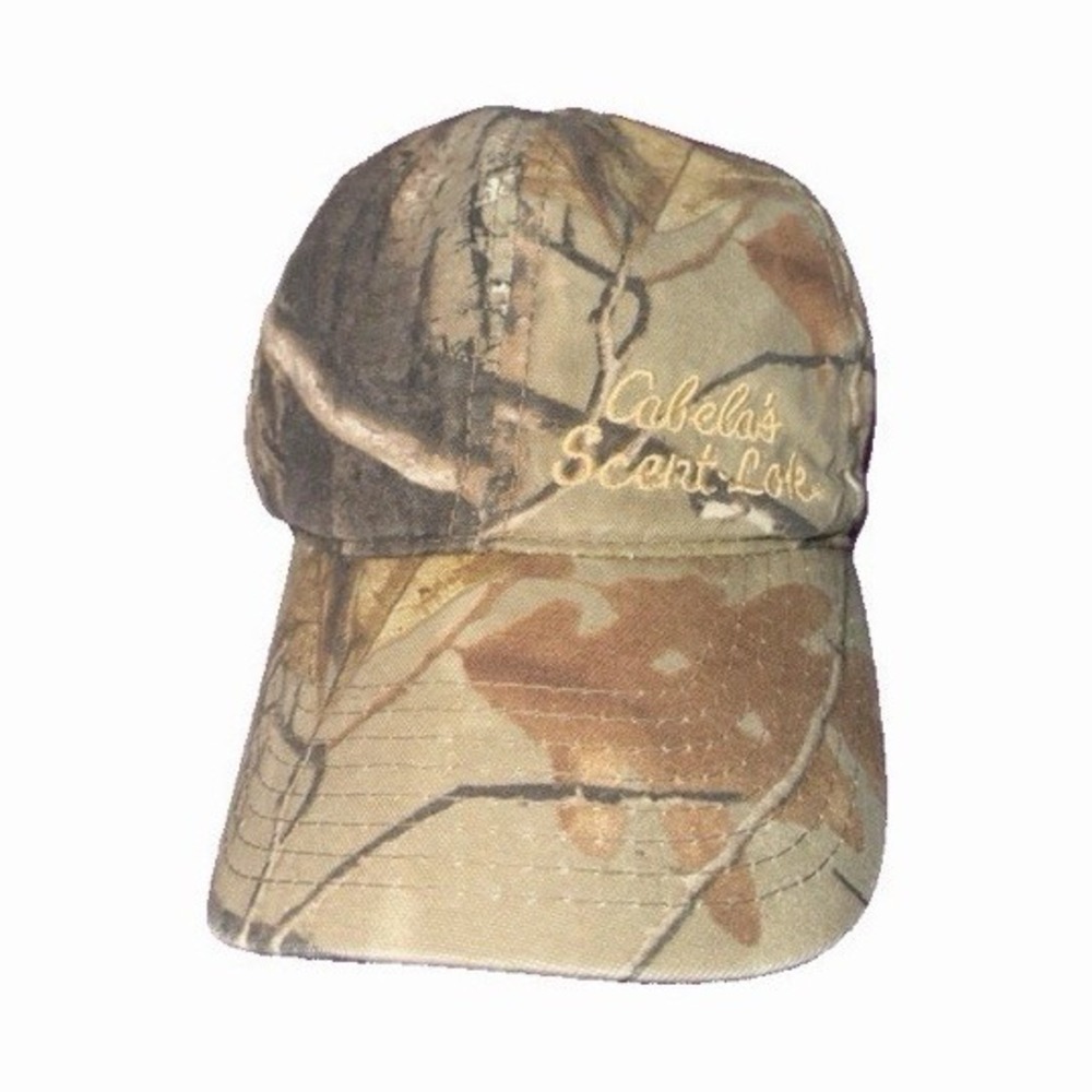 Cabela's Scent-Lok Camo Hat Cap Realtree Hunting Adjustable Strap Tan Brown